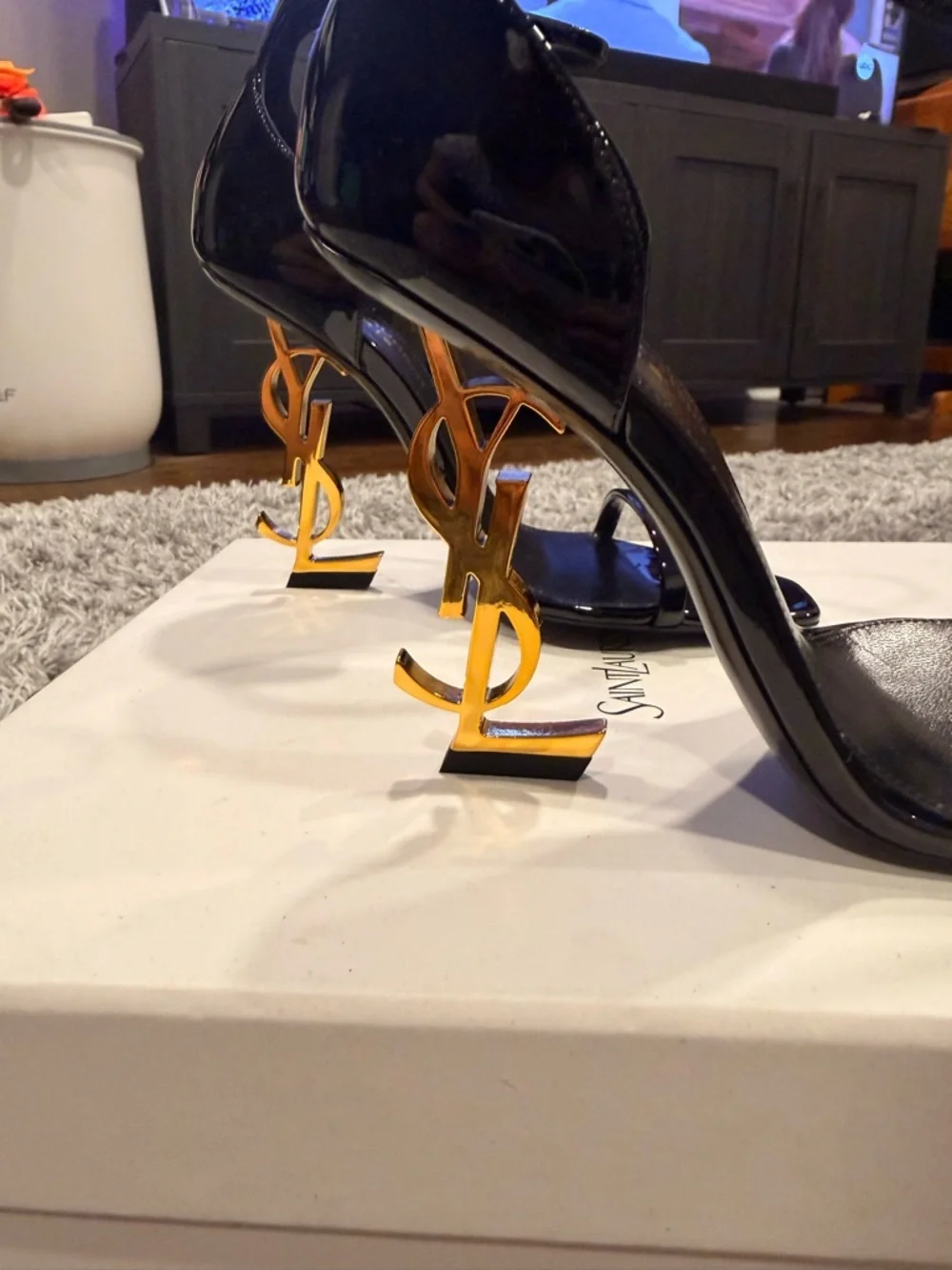 Saint Laurent Opyum Sandals in Black Patent Leather size 36 US 6 - Picture 6 of 8